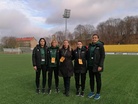 Ann-Sofie Träskman (2. oik) ja Ifeoma Kulmala (oik.) LFF stadionilla 7.11.2023. Kuvassa myös Stefania Signorelli (vas.), Martina Molinaro ja Svetlana Cebanu. Kuva: Ann-Sofie Träskmanin kotialbumi.